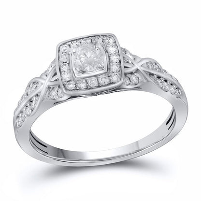 14k White Gold Round Diamond Solitaire Bridal Engagement Ring 1/2 Cttw
