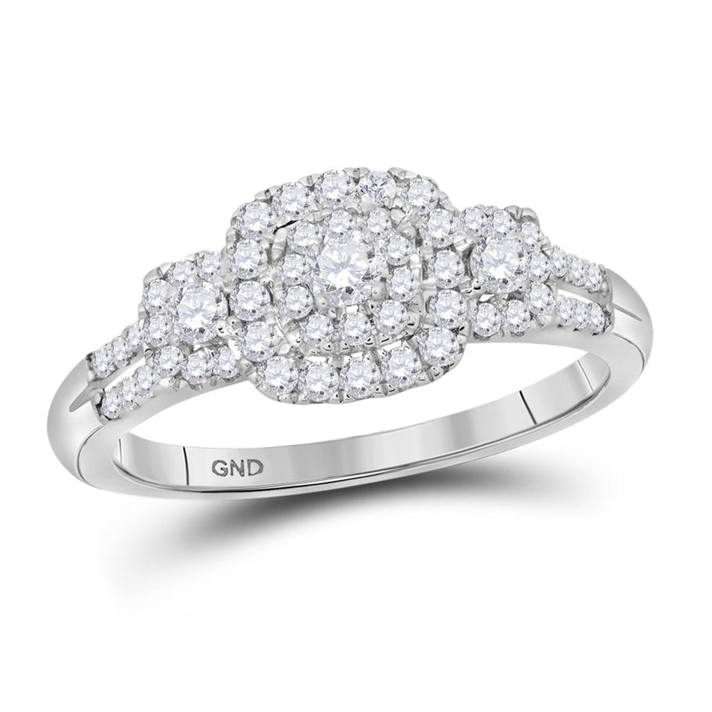 14k White Gold Diamond Bridal Engagement Ring 1/2 Cttw
