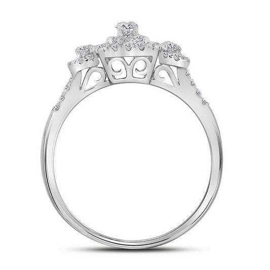 14k White Gold Diamond Bridal Engagement Ring 1/2 Cttw