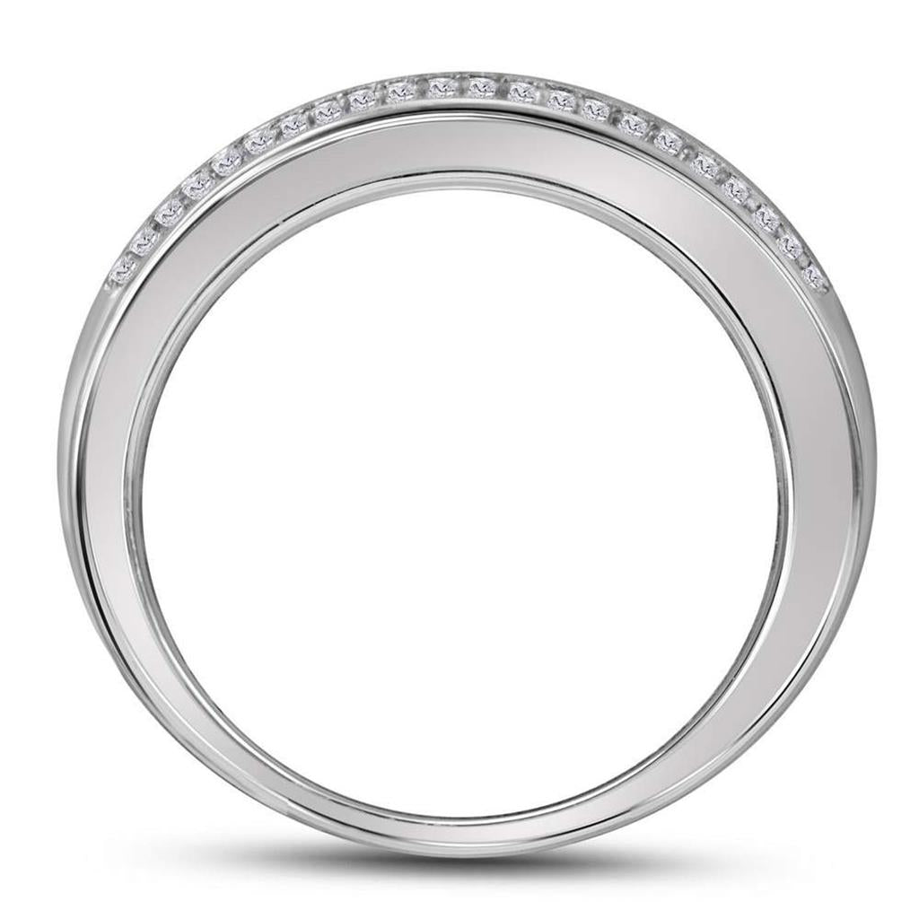 14k White Gold Round Diamond Pave Band Ring 1/2 Cttw
