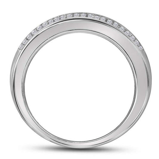 14k White Gold Round Diamond Pave Band Ring 1/2 Cttw
