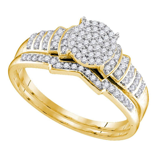 Sterling Silver Round Diamond Bridal Wedding Ring Set 1/4 Cttw