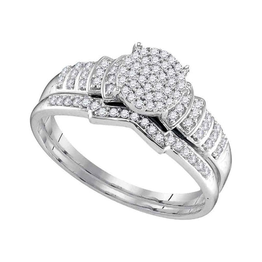 Sterling Silver Diamond Bridal Wedding Ring Set 1/4 Cttw