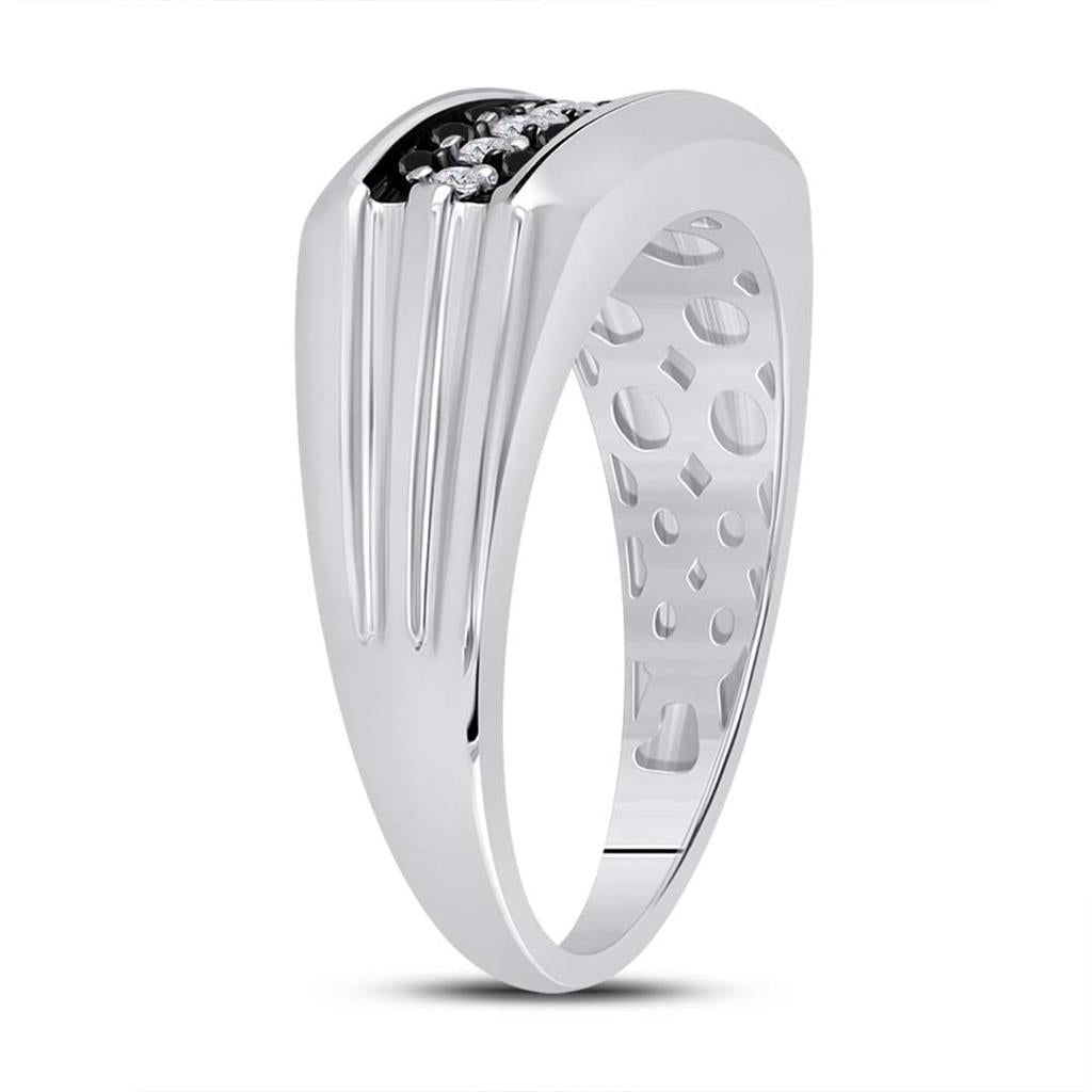 Sterling Silver Round Black Diamond Band Ring 1/2 Cttw