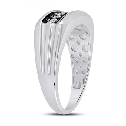 Sterling Silver Round Black Diamond Band Ring 1/2 Cttw