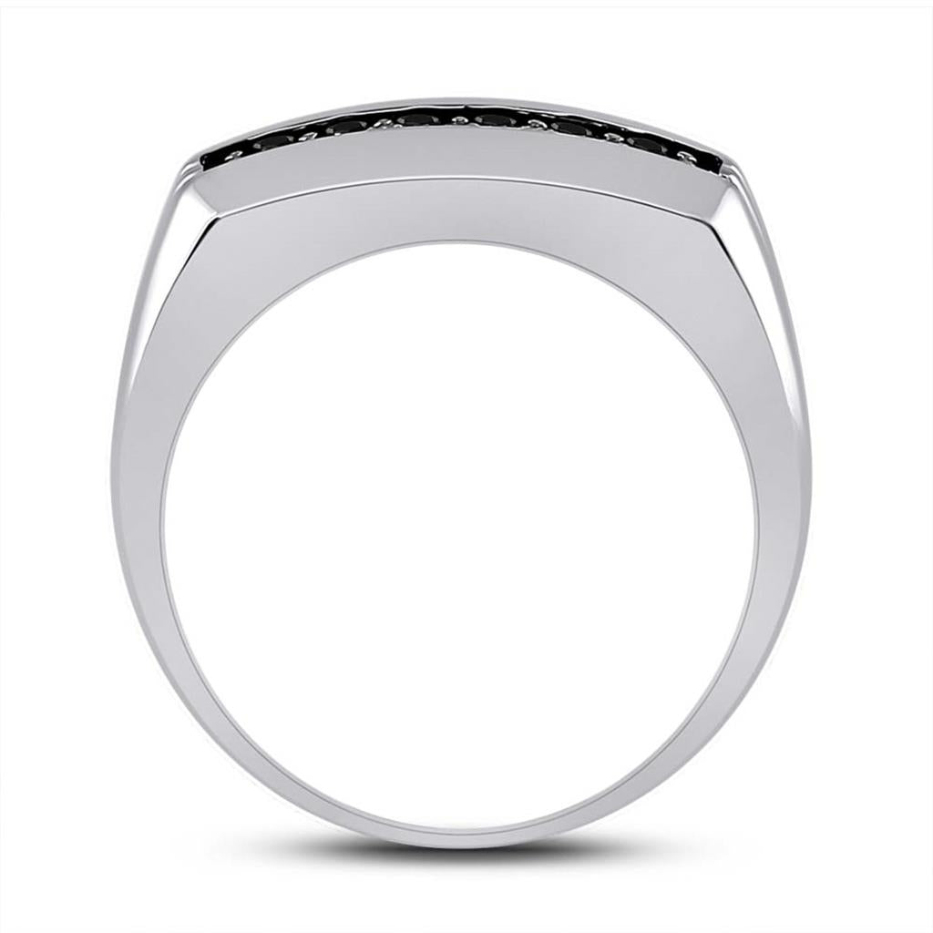 Sterling Silver Round Black Diamond Band Ring 1/2 Cttw