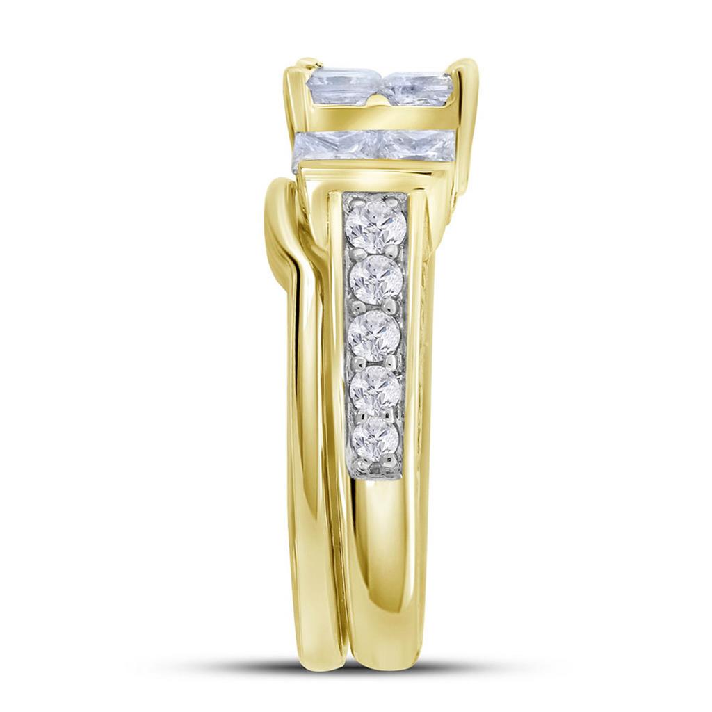 14k Yellow Gold Princess Diamond Bridal Wedding Ring Set 3 Cttw