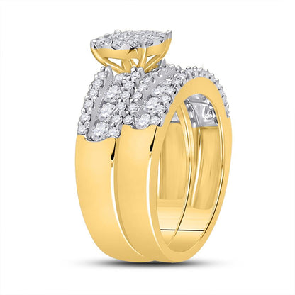 14k Yellow Gold Princess Diamond Bridal Wedding Ring Set 1-3/4 Cttw