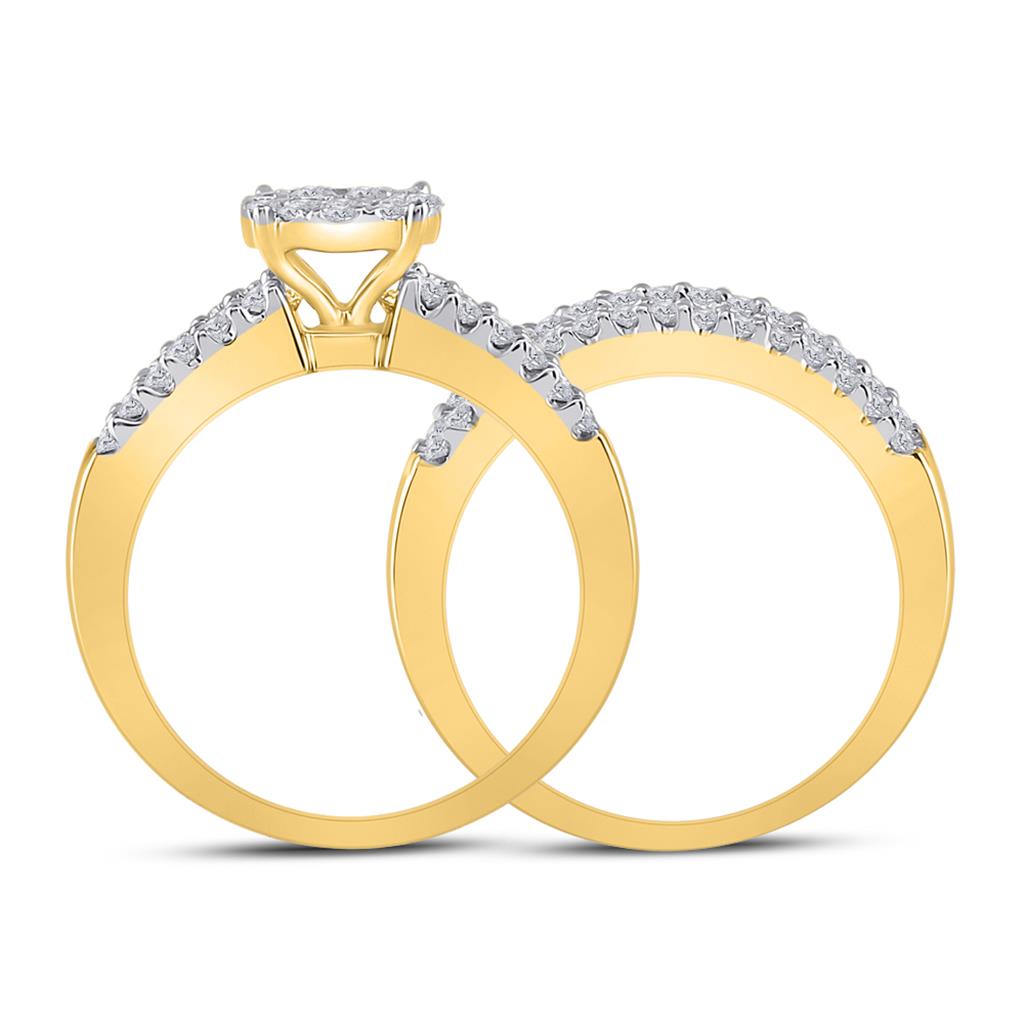 14k Yellow Gold Princess Diamond Bridal Wedding Ring Set 1-3/4 Cttw
