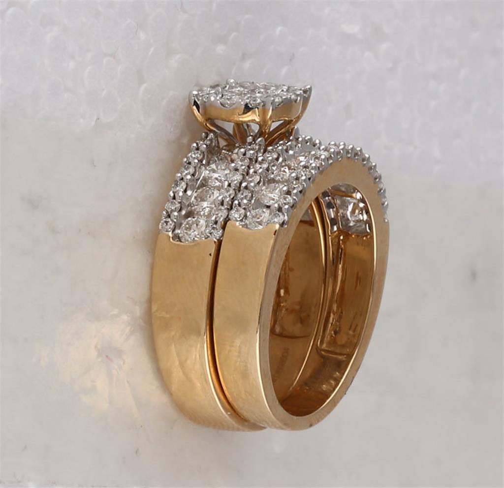 14k Yellow Gold Princess Diamond Bridal Wedding Ring Set 1-3/4 Cttw