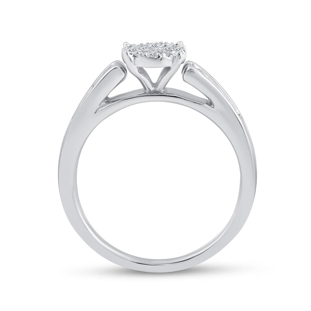 14k White Gold Princess Diamond Bridal Wedding Ring Set 1/2 Cttw