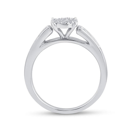 14k White Gold Princess Diamond Bridal Wedding Ring Set 1/2 Cttw