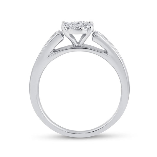 14k White Gold Princess Diamond Bridal Wedding Ring Set 1/2 Cttw