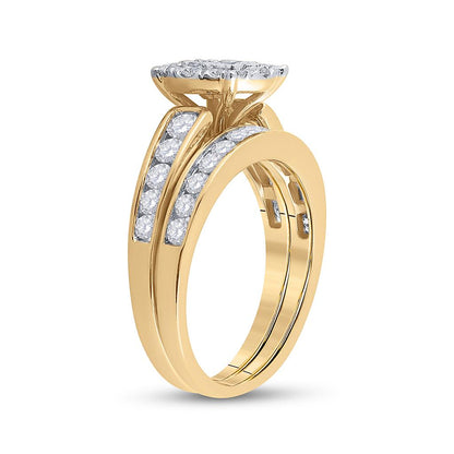 14k Yellow Gold Princess Diamond Bridal Wedding Ring Set 1-3/8 Cttw