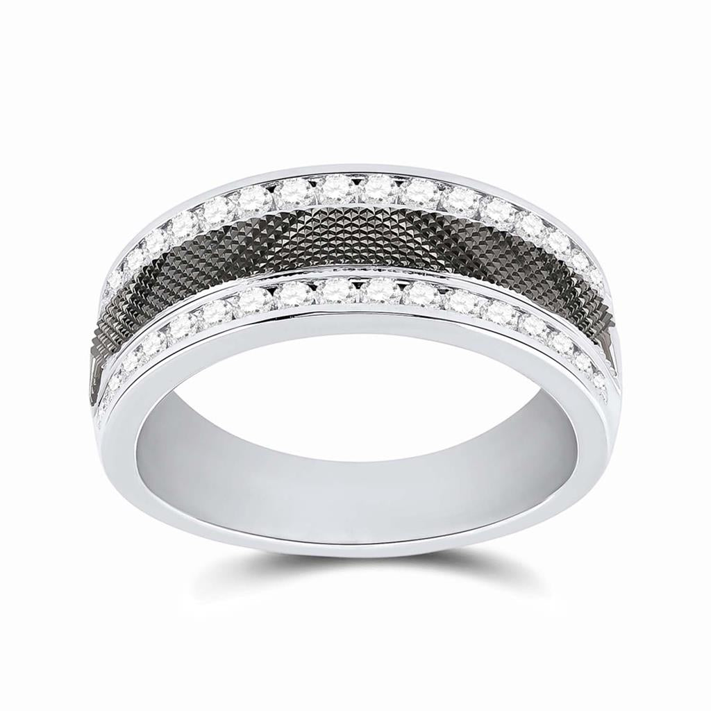 14k White Gold Round Diamond Wedding Band Ring 1/2 Cttw