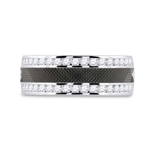 14k White Gold Round Diamond Wedding Band Ring 1/2 Cttw
