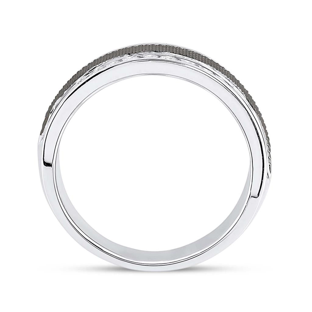 14k White Gold Round Diamond Wedding Band Ring 1/2 Cttw