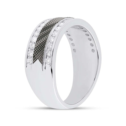 14k White Gold Round Diamond Wedding Band Ring 1/2 Cttw
