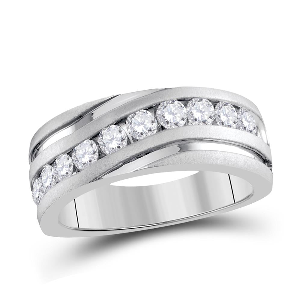 14k White Gold Round Diamond Wedding Band Ring 1 Cttw