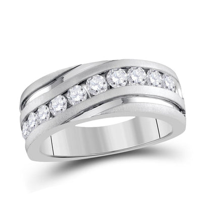 14k White Gold Round Diamond Wedding Band Ring 1 Cttw