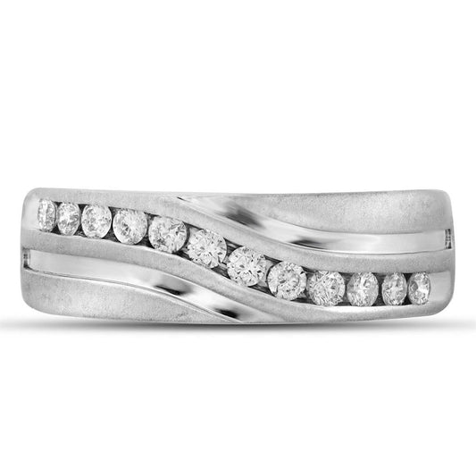 14k White Gold Round Diamond Wedding Band Ring 1 Cttw