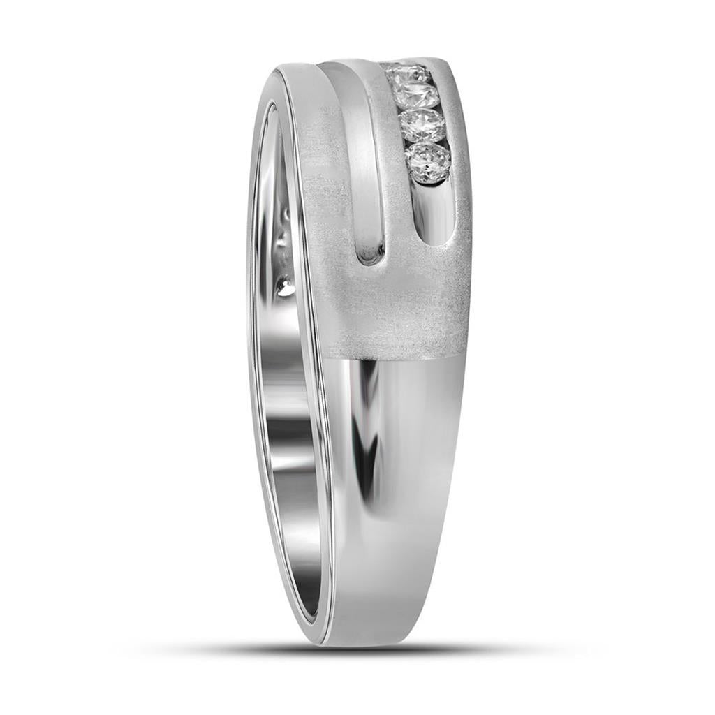 14k White Gold Round Diamond Wedding Band Ring 1 Cttw