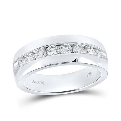 14k White Gold Round Diamond Wedding Band Ring 1 Cttw