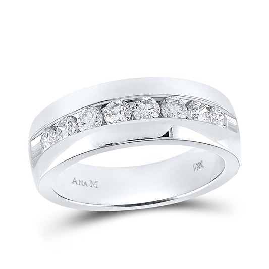 14k White Gold Round Diamond Wedding Band Ring 1 Cttw