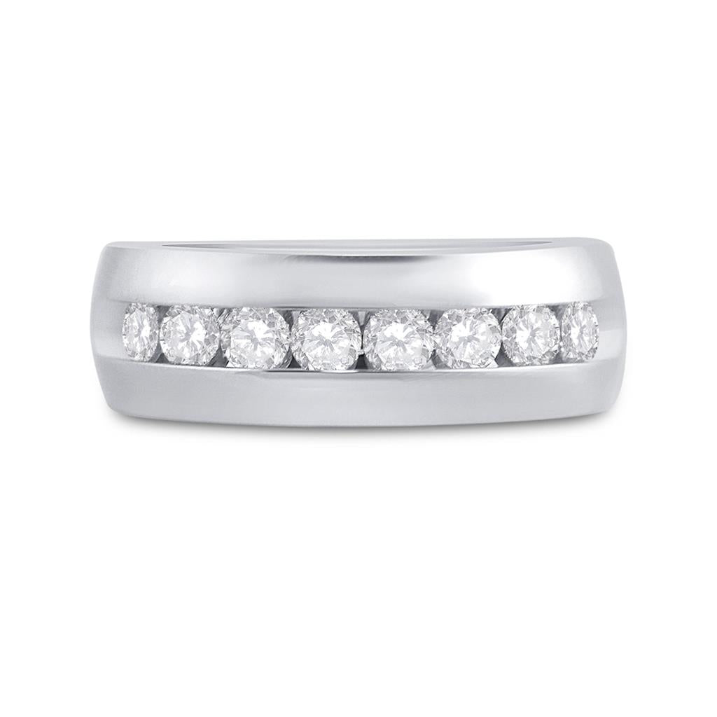 14k White Gold Round Diamond Wedding Band Ring 1 Cttw