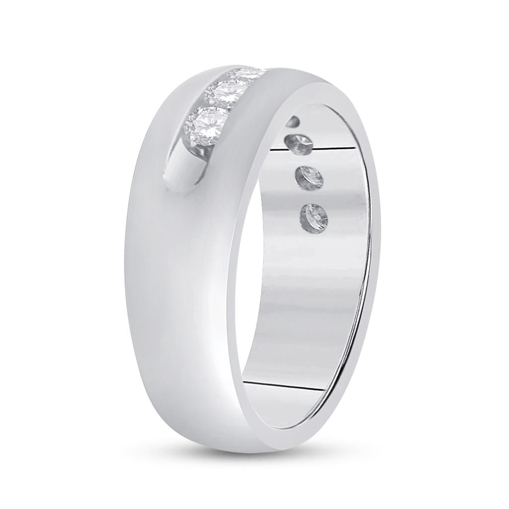 14k White Gold Round Diamond Wedding Band Ring 1 Cttw