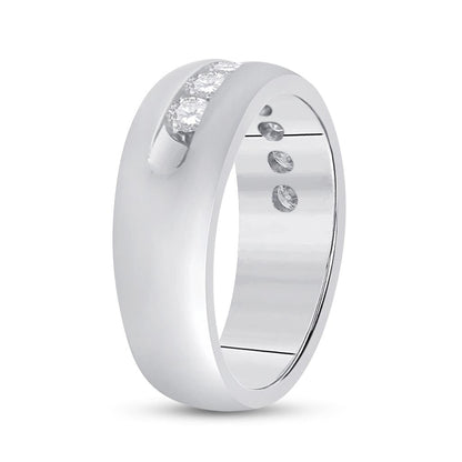 14k White Gold Round Diamond Wedding Band Ring 1 Cttw
