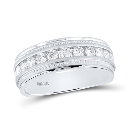 14k White Gold Round Diamond Wedding Single Row Band Ring 1 Cttw