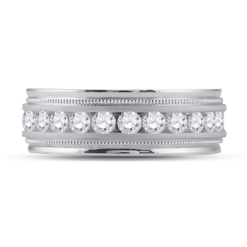 14k White Gold Round Diamond Wedding Single Row Band Ring 1 Cttw