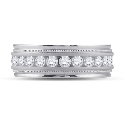 14k White Gold Round Diamond Wedding Single Row Band Ring 1 Cttw