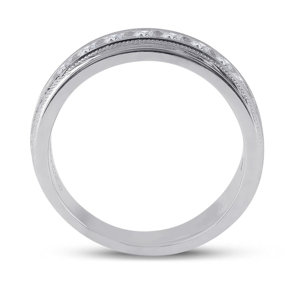 14k White Gold Round Diamond Wedding Single Row Band Ring 1 Cttw