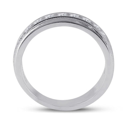 14k White Gold Round Diamond Wedding Single Row Band Ring 1 Cttw