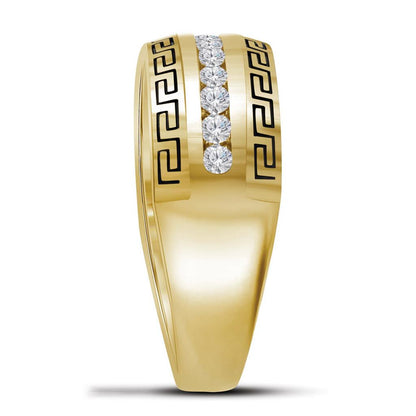 14k Yellow Gold Machine Set Round Diamond Wedding Band Ring 1 Cttw