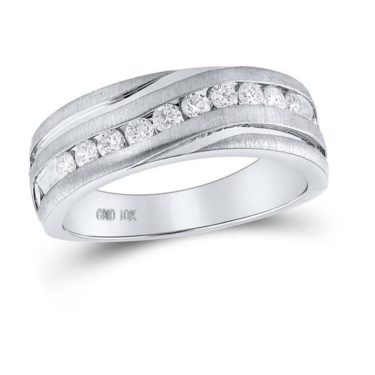 14k White Gold Round Diamond Wedding Band Ring 1/2 Cttw