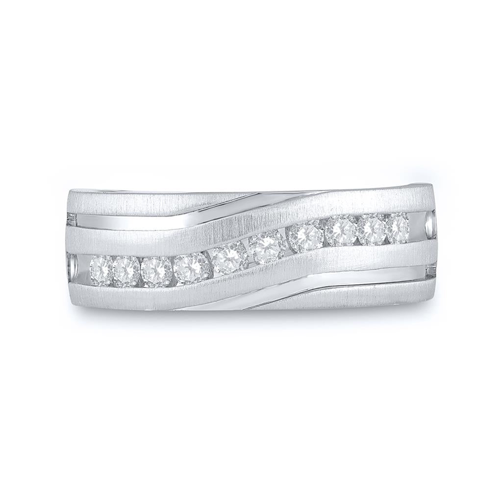 14k White Gold Round Diamond Wedding Band Ring 1/2 Cttw