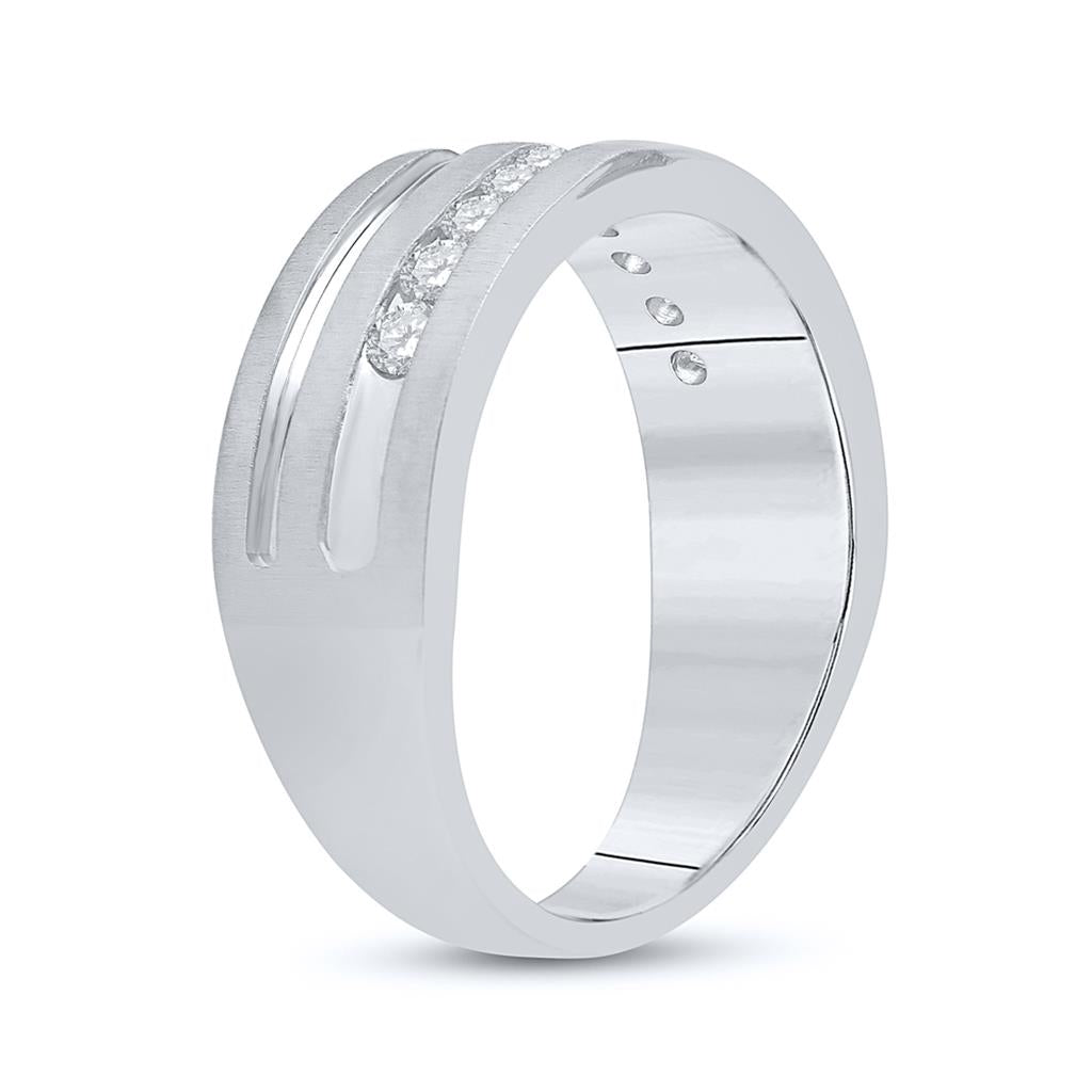 14k White Gold Round Diamond Wedding Band Ring 1/2 Cttw