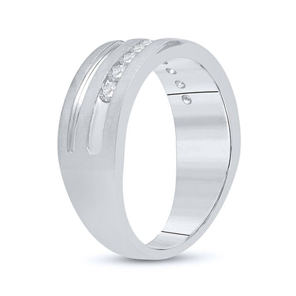 14k White Gold Round Diamond Wedding Band Ring 1/2 Cttw