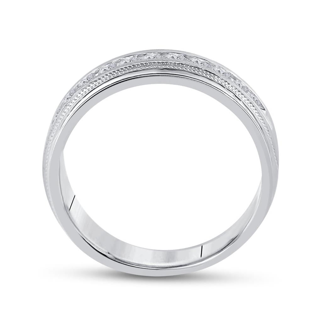 14k White Gold Round Diamond Wedding Single Row Band Ring 1/2 Cttw
