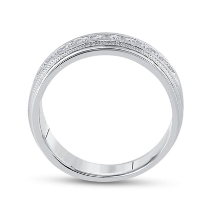 14k White Gold Round Diamond Wedding Single Row Band Ring 1/2 Cttw