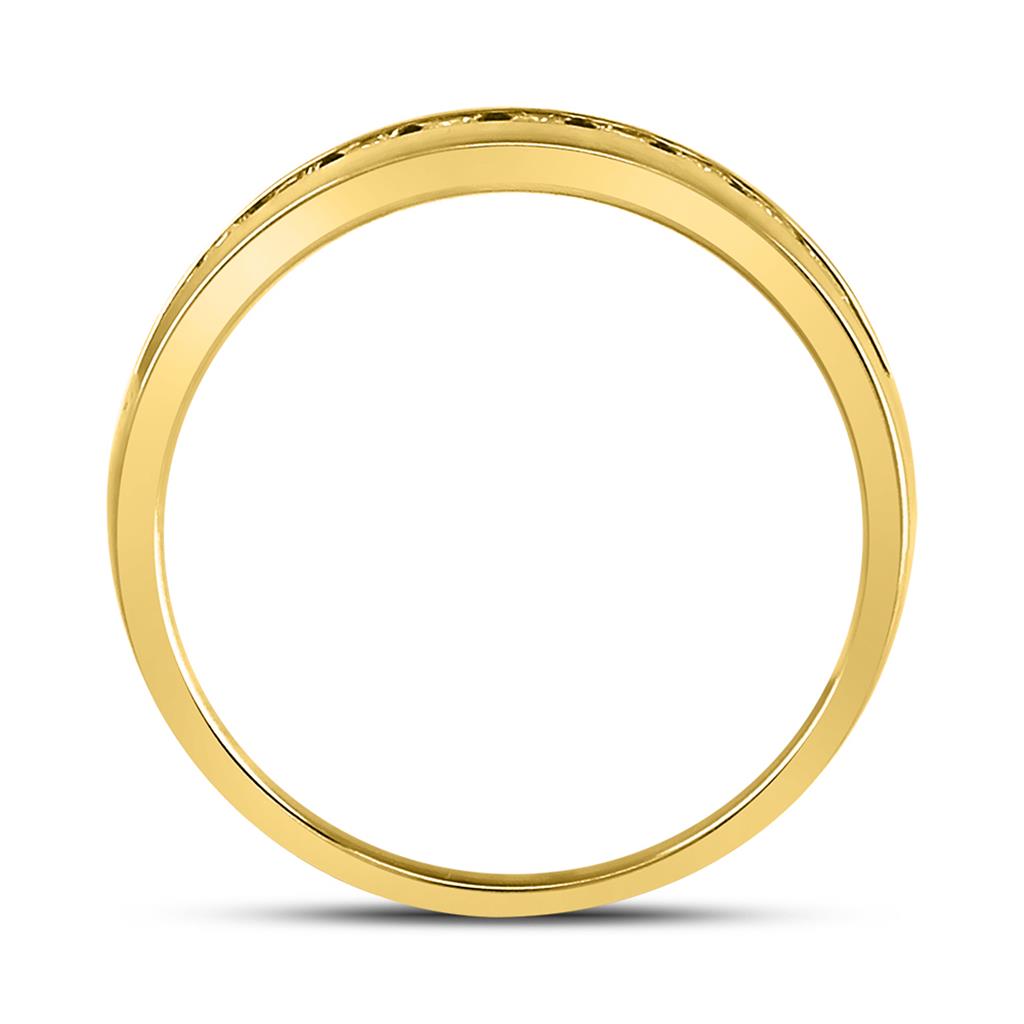 14k Yellow Gold Round Diamond Wedding Single Row Band Ring 1/2 Cttw