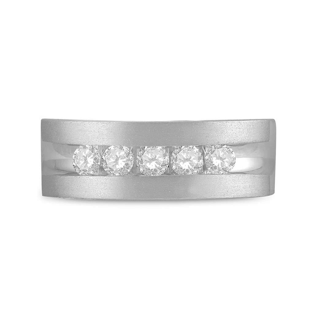 14k White Gold Round Diamond Wedding 5-Stone Band Ring 1/2 Cttw