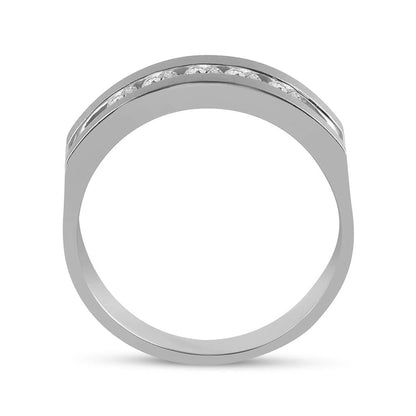 14k White Gold Round Diamond Wedding 5-Stone Band Ring 1/2 Cttw