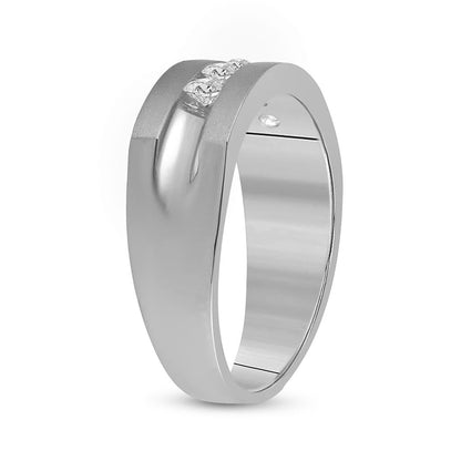 14k White Gold Round Diamond Wedding 5-Stone Band Ring 1/2 Cttw