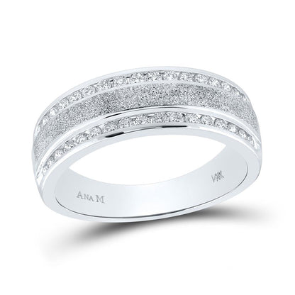 14k White Gold Round Diamond Grecco Wedding Anniversary Band 1/2 Cttw