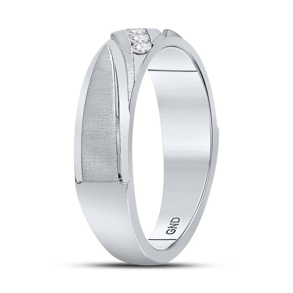 14k White Gold Round Diamond Wedding Band Ring 1/6 Cttw