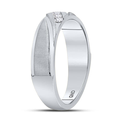 14k White Gold Round Diamond Wedding Channel Set Band Ring 1/6 Cttw